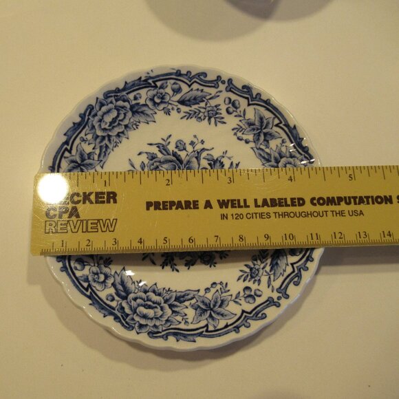 Staffordshire Ridgway Cup & Saucer Clifton England Blue White Scalloped Set of 2 - Picture 12 of 14